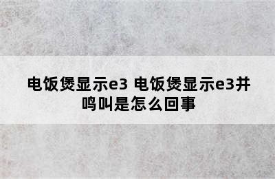 电饭煲显示e3 电饭煲显示e3并鸣叫是怎么回事